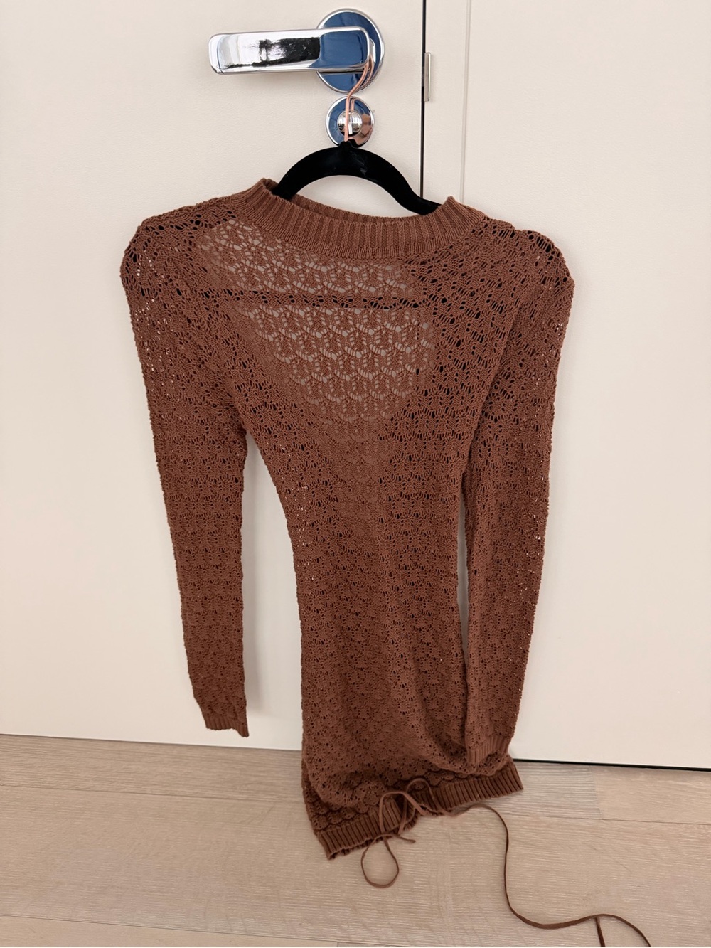 Women's Brown Open-Knit CoverUp